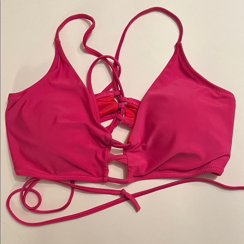 Pink Strappy Bikini Top